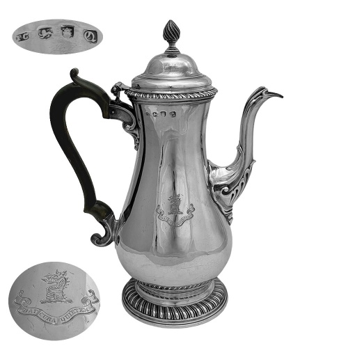 Georgian Silver Coffee Pot  London 1771